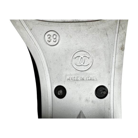 Chanel Black Coco Mark CC Logo Cap Toe Rubber Tall Rain Boots Size 39 Italy - Picture 5 of 7